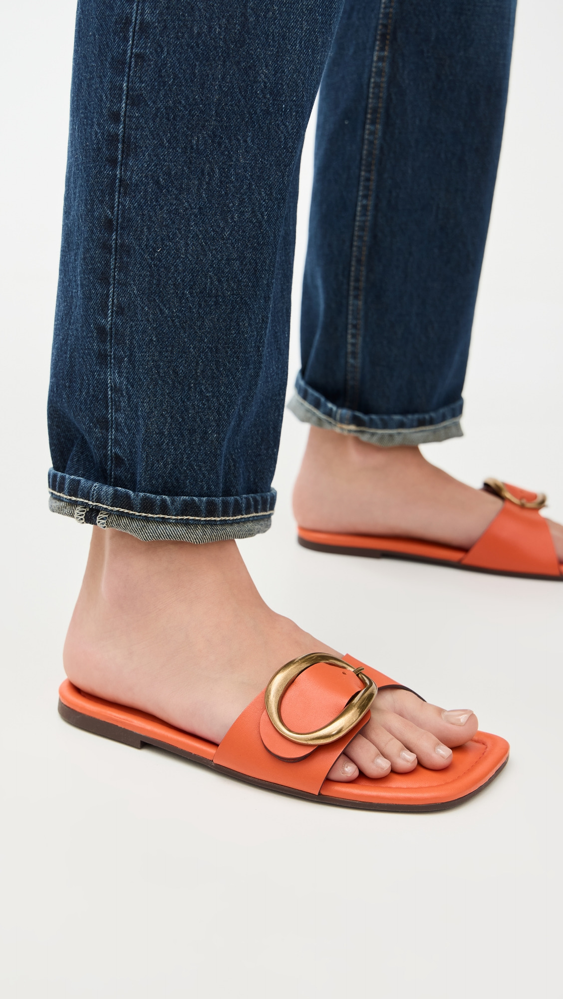 Citrus Buckle Flat Sandals - 1