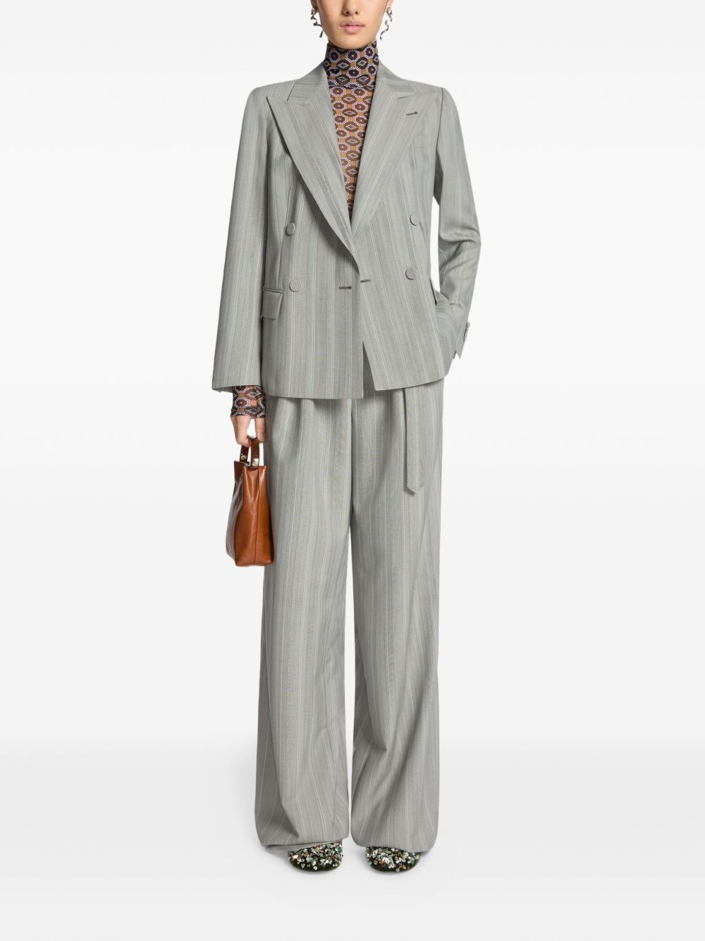 pinstripe double-breasted blazer - 2