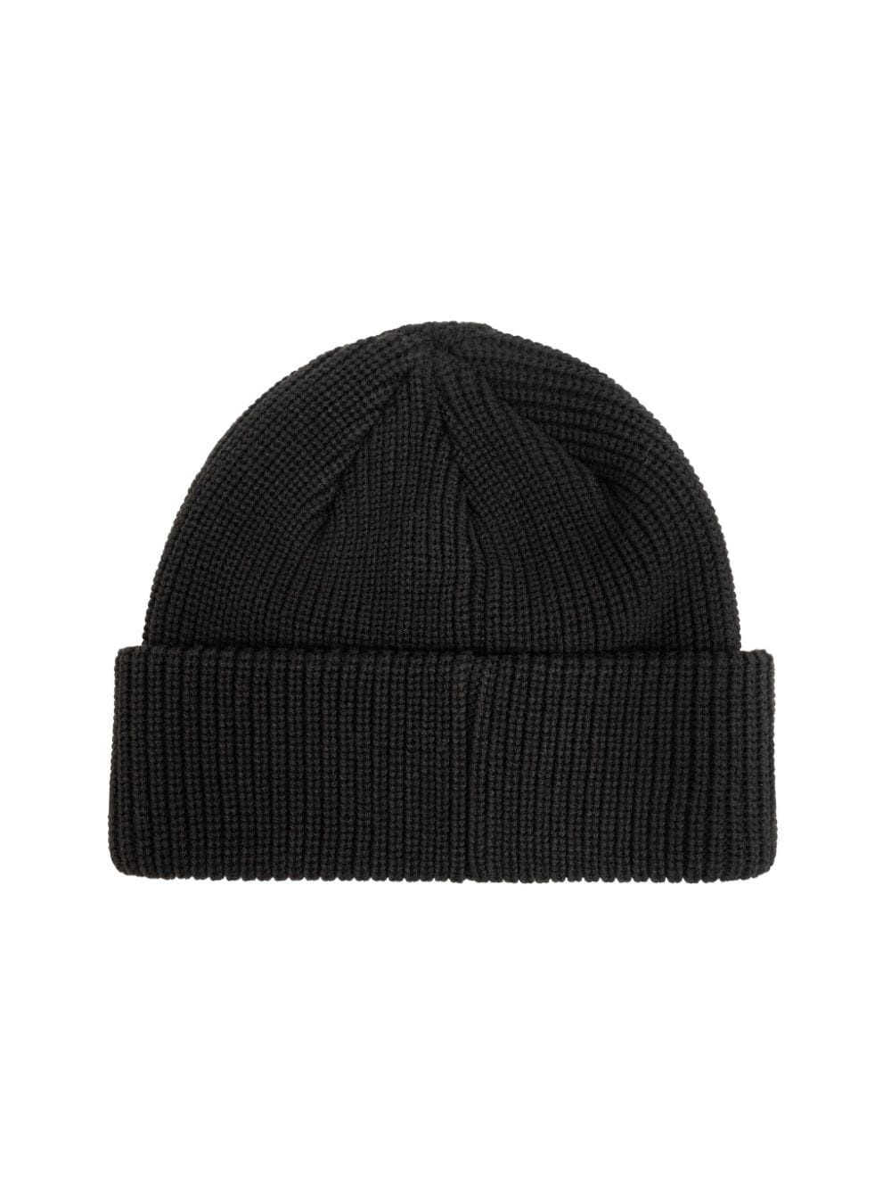 logo-plaque knitted beanie - 3