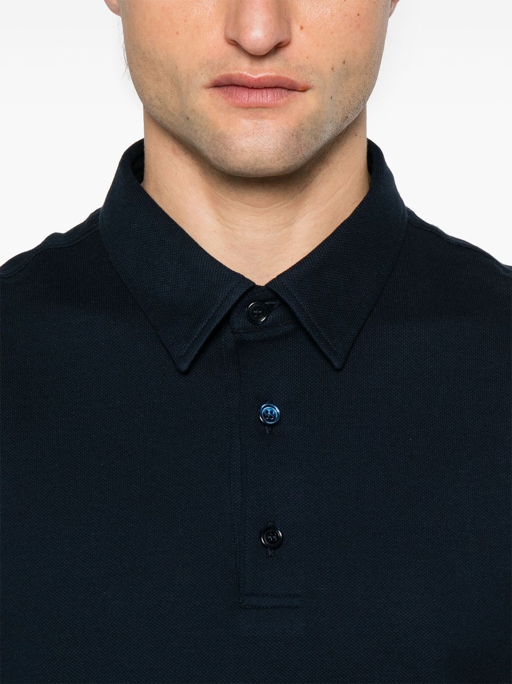 Brioni ネイビー ポロシャツ M Brioni piqué cotton polo shirt | REVERSIBLE