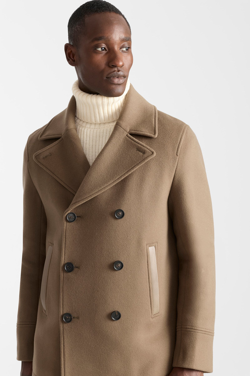 COLE-Z wool double-breasted jacket with shearling collar 13