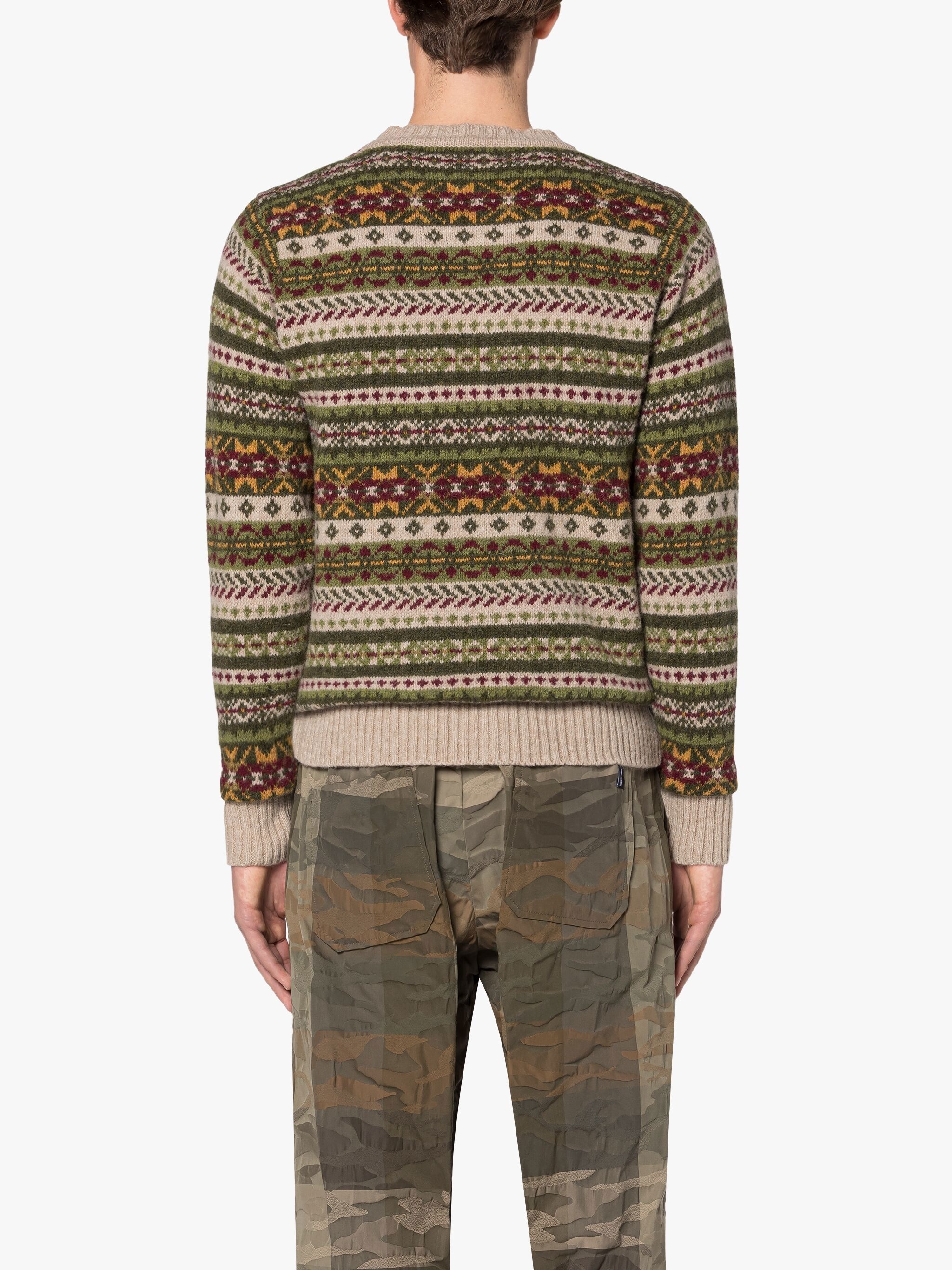 IMPULSE OATMILK WOOL FAIR ISLE CREWNECK SWEATER - 4