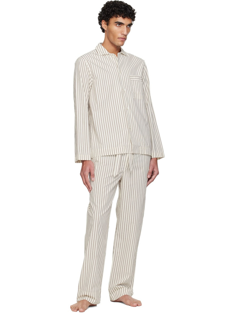 TEKLA Off-White & Brown Poplin Pyjama Pants outlook