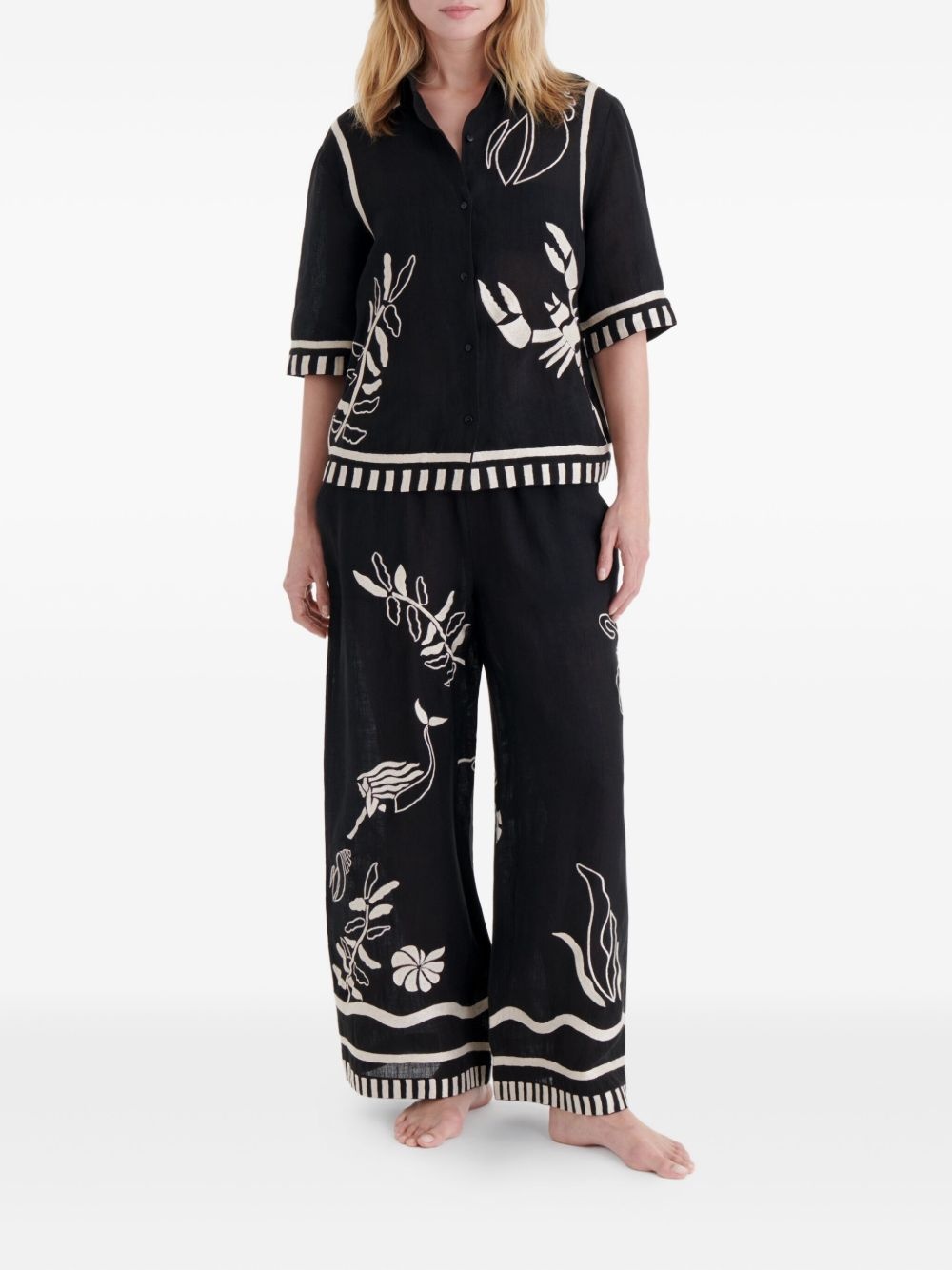 Crab embroidered short-sleeve shirt - 2