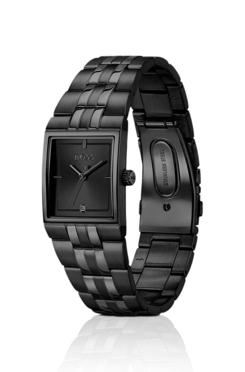 BOSS STRIVO BLACK-PLATED WATCH WITH STRIPE EFFECT outlook