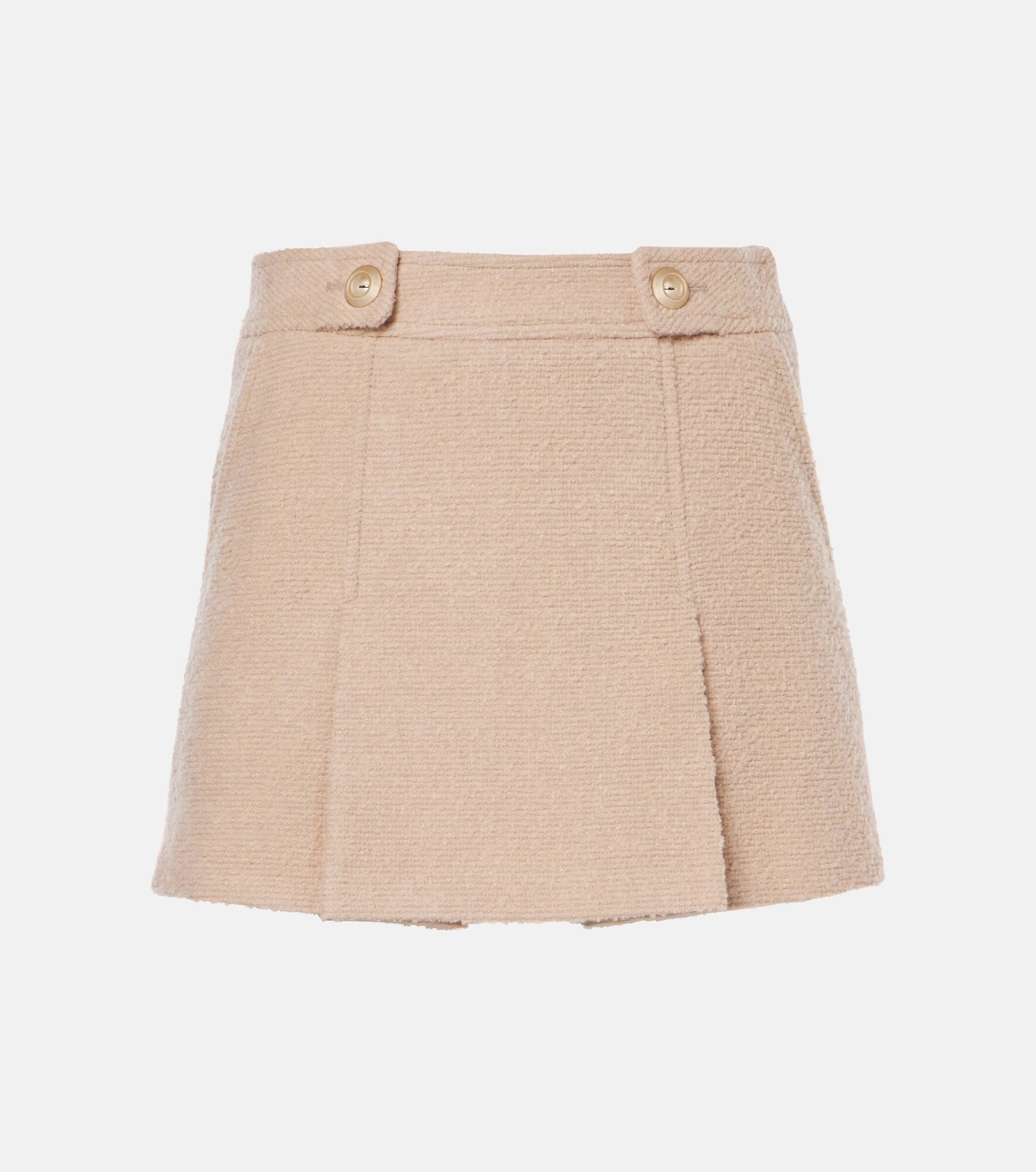 Wool and silk-blend bouclé miniskirt - 1