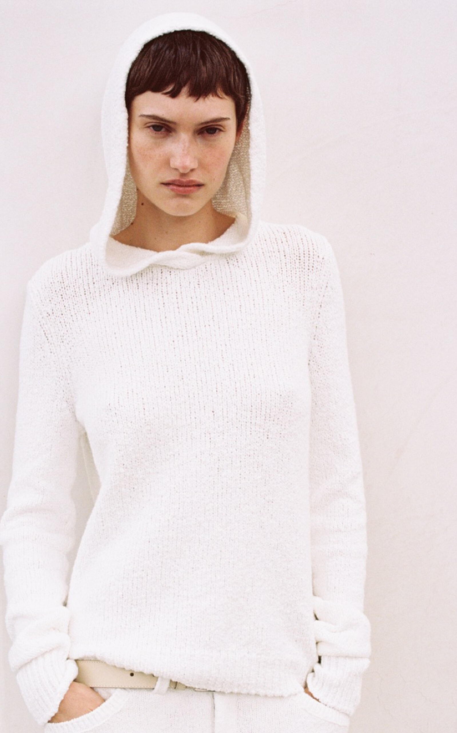 Trix Hooded Knit Cotton Sweater white - 3