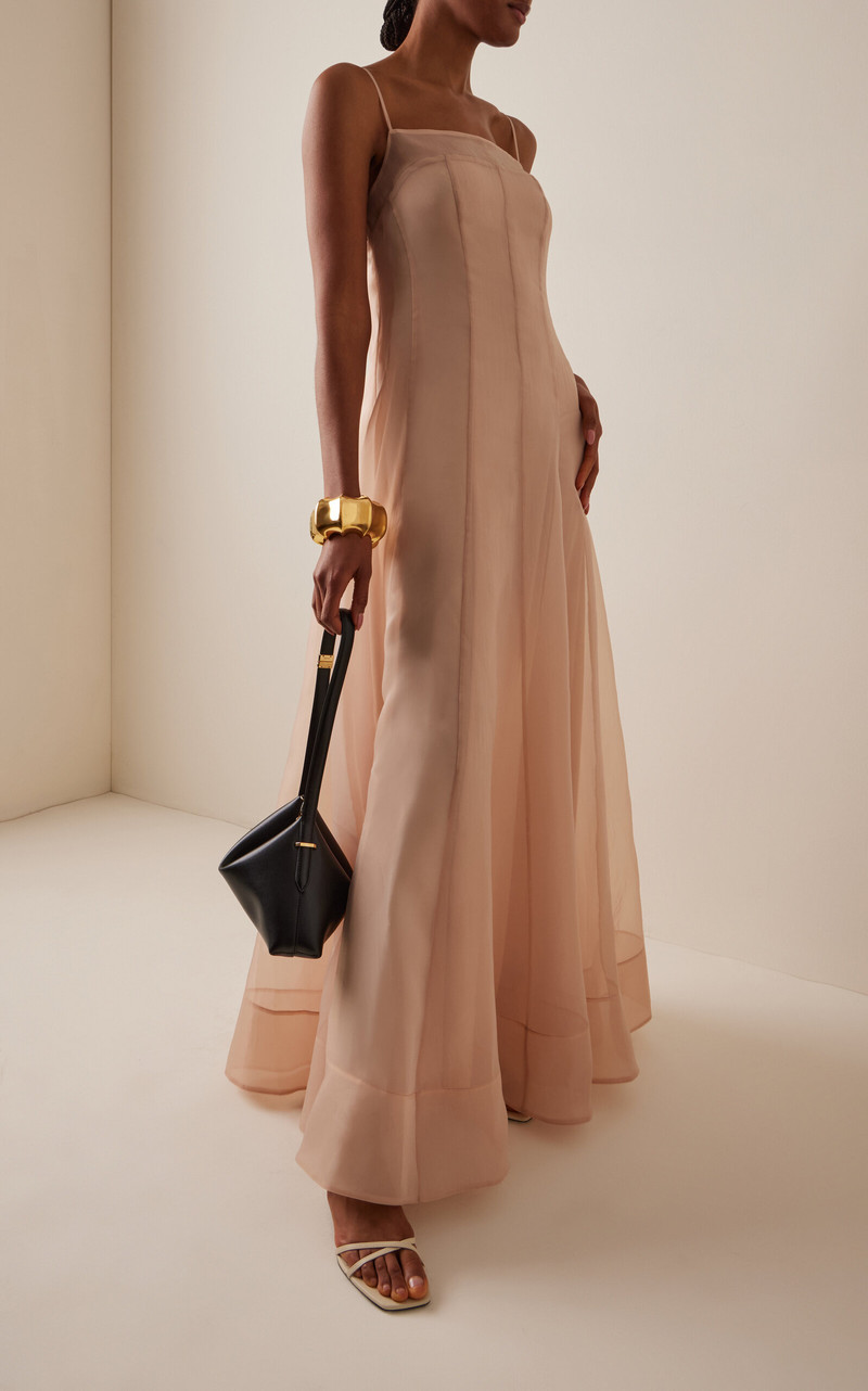 STAUD Gustav Chiffon Maxi Dress pink outlook