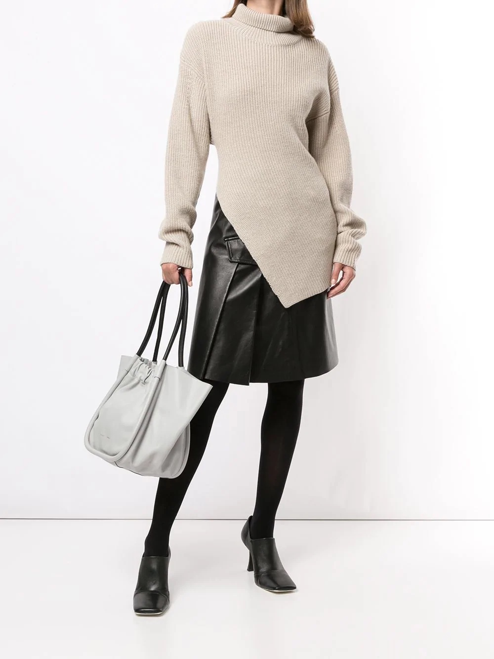 asymmetrical wool turtleneck jumper - 2