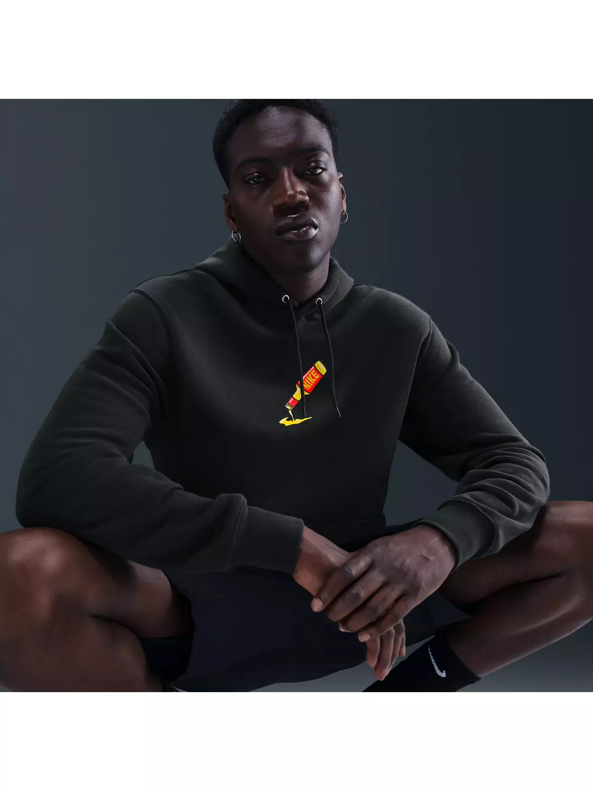 Men's Sportswear Club Sole Food Pullover Fleece Hoodie -Black - 3