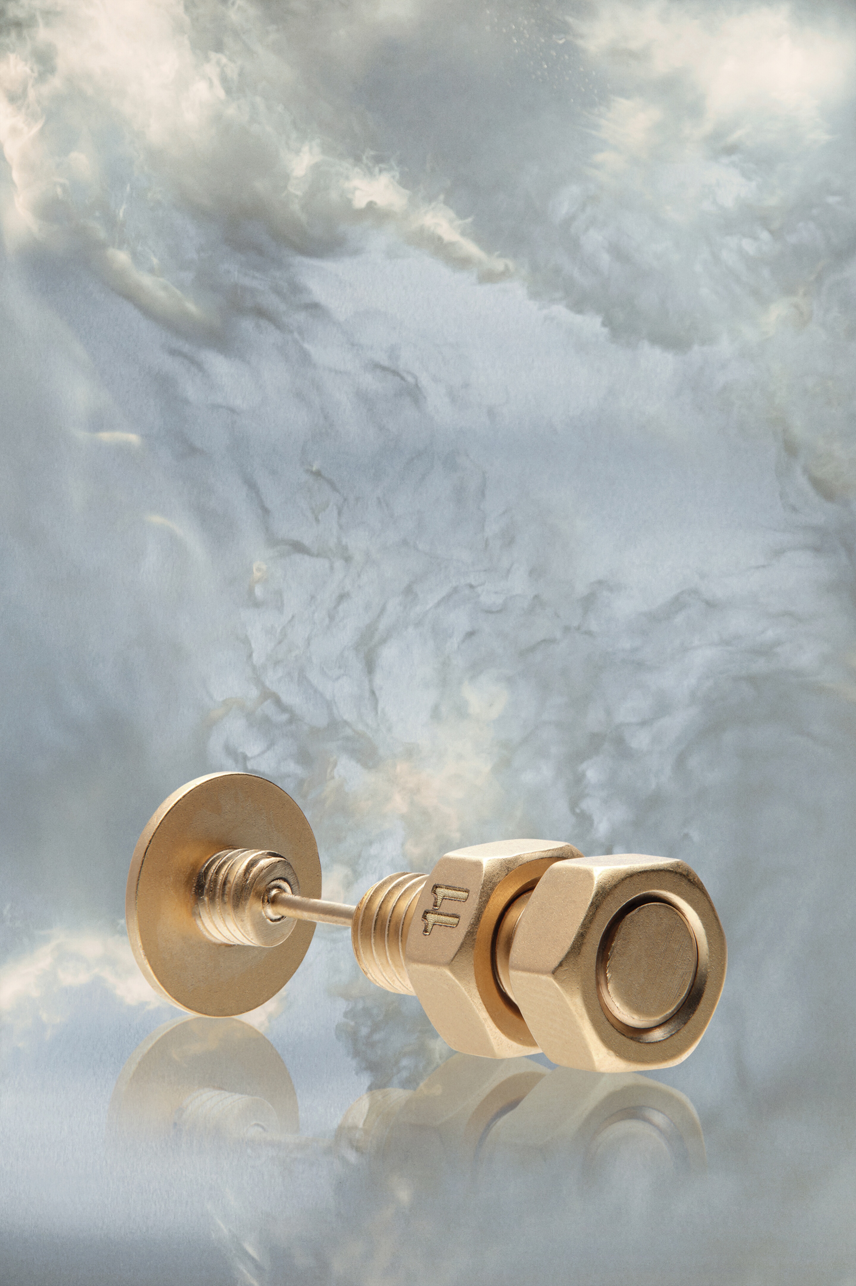 Bolt and nut screw earring - 2