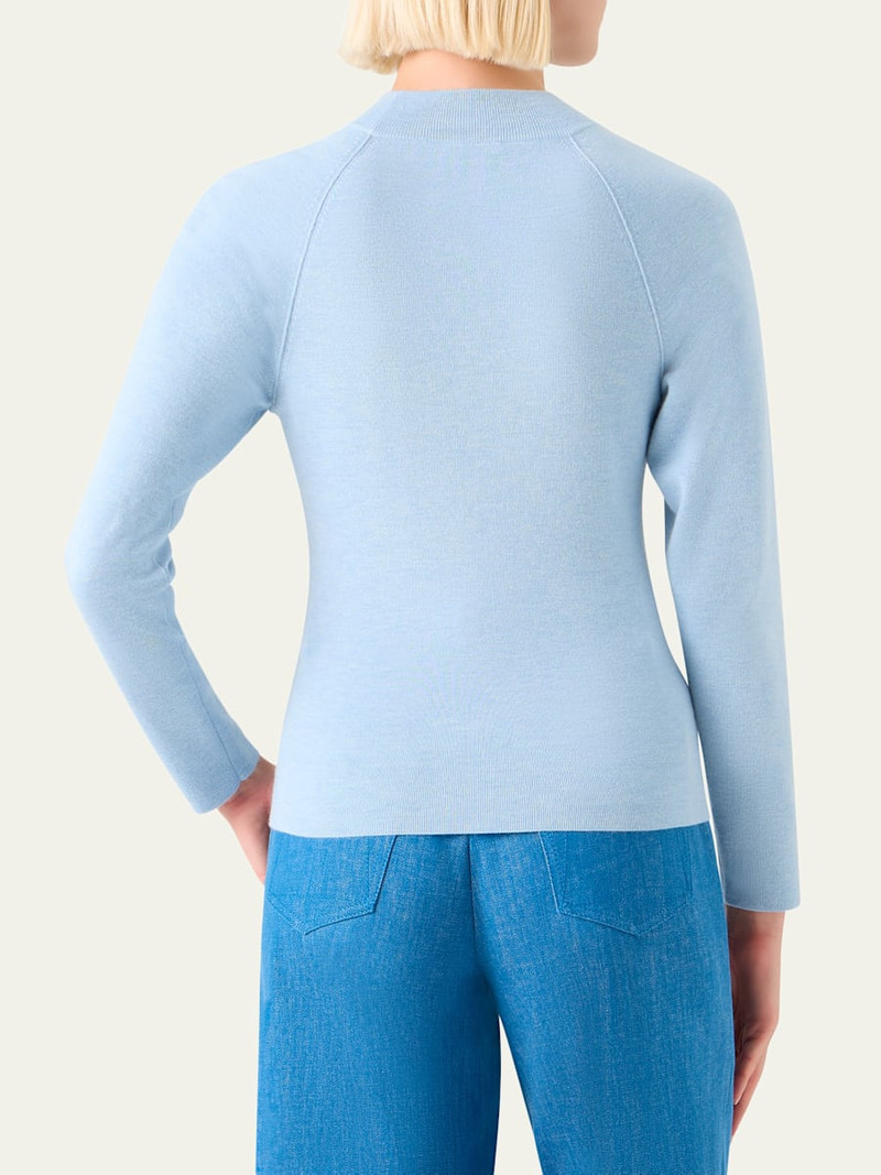 Mock-Neck Cashmere-Silk Raglan-Sleeve Sweater 3