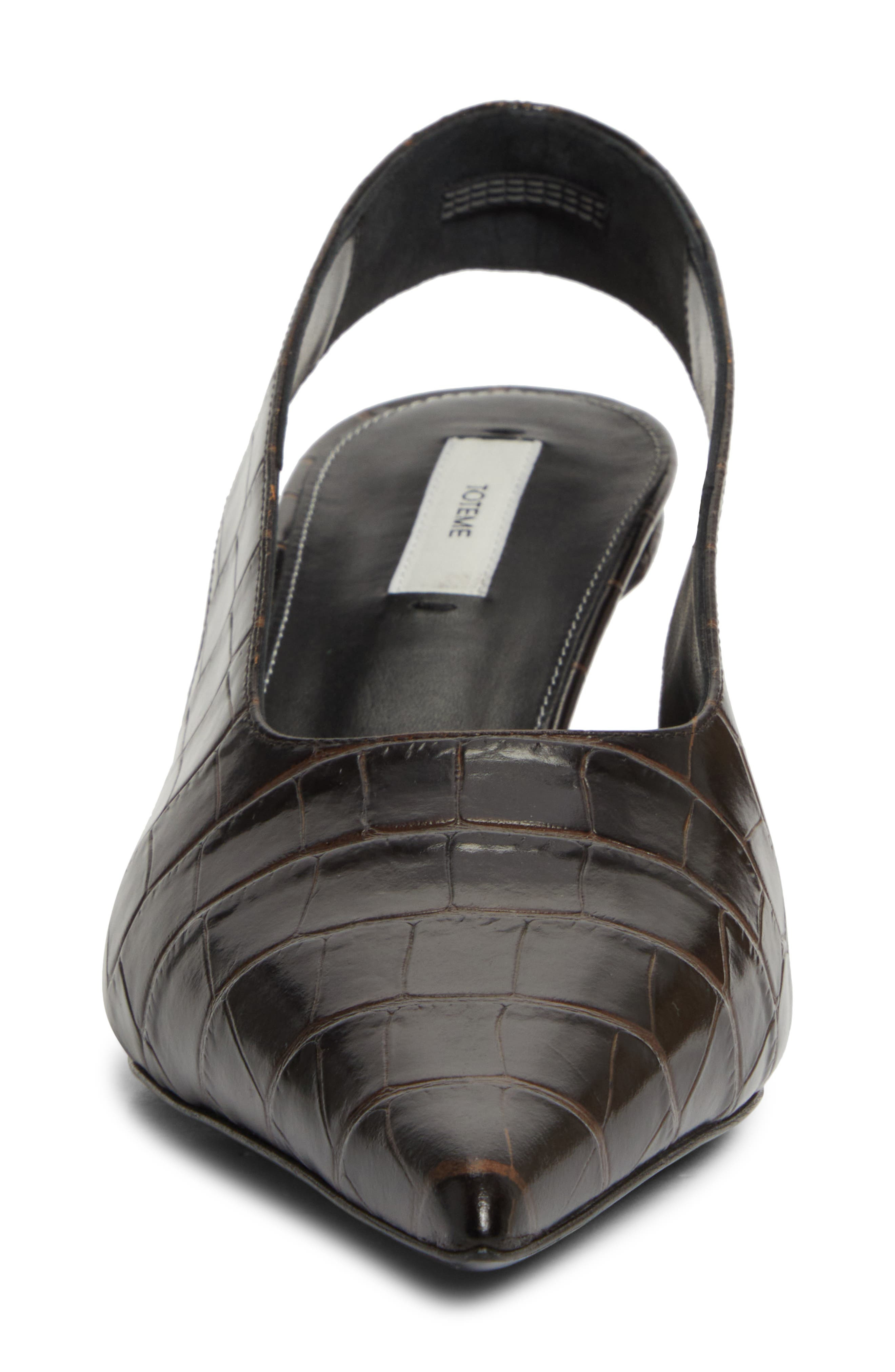 TOTEME Croc Embossed Pointed Toe Slingback Pump in Dark Brown at Nordstrom - 4