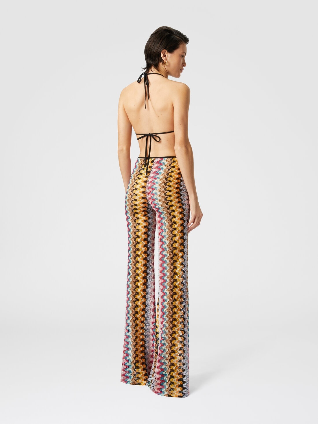 Low-rise flared trousers in lamé viscose lace - 3