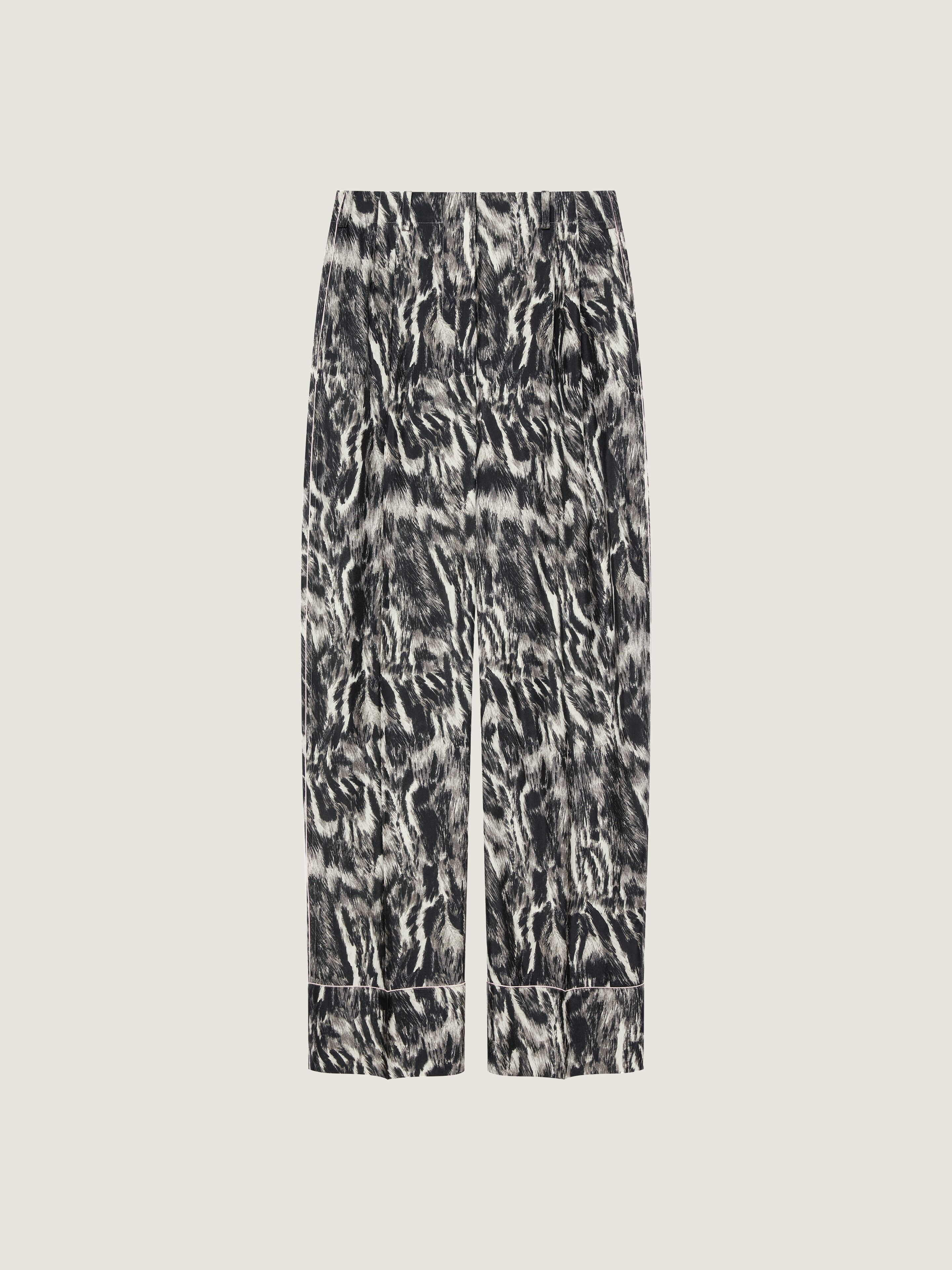 PYJAMA PANTS IN SILK WITH ANIMAL PRINT - 1