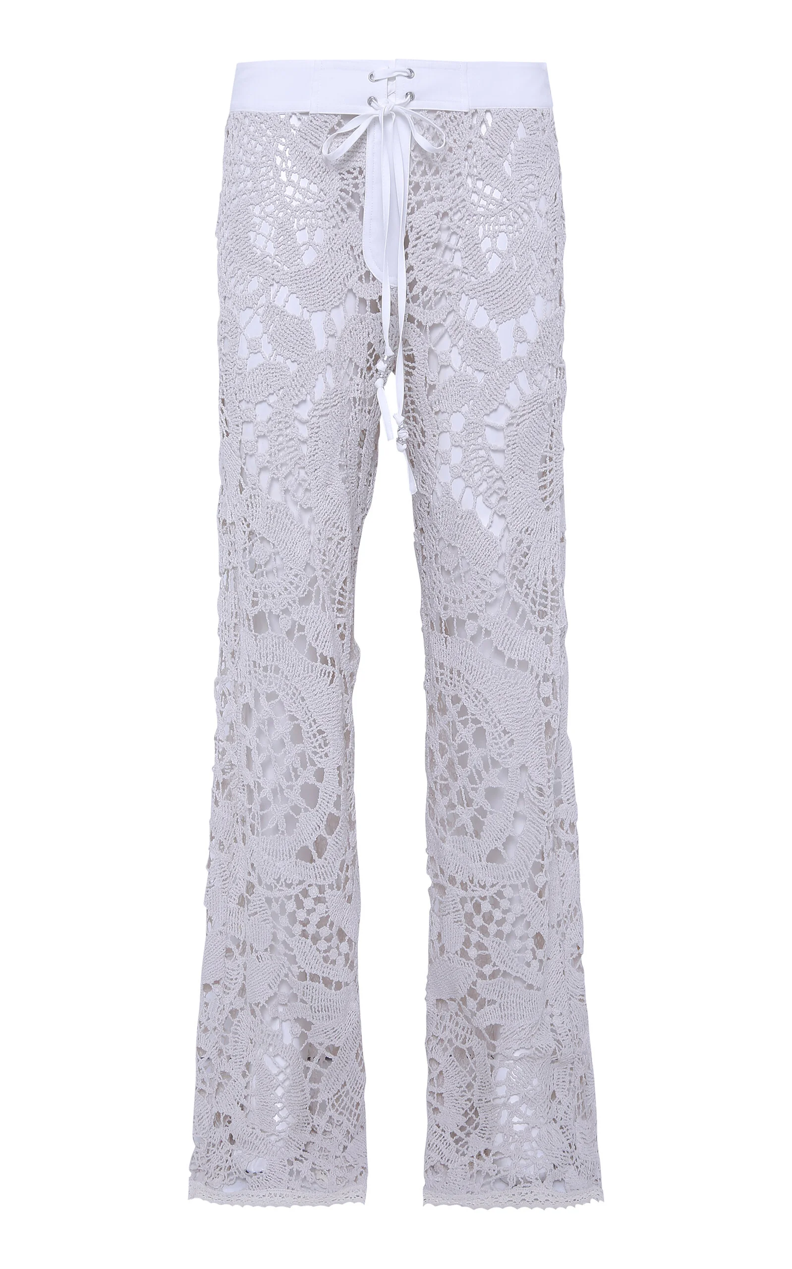 Leane Crocheted Lace Straight-Leg Pants off-white - 1