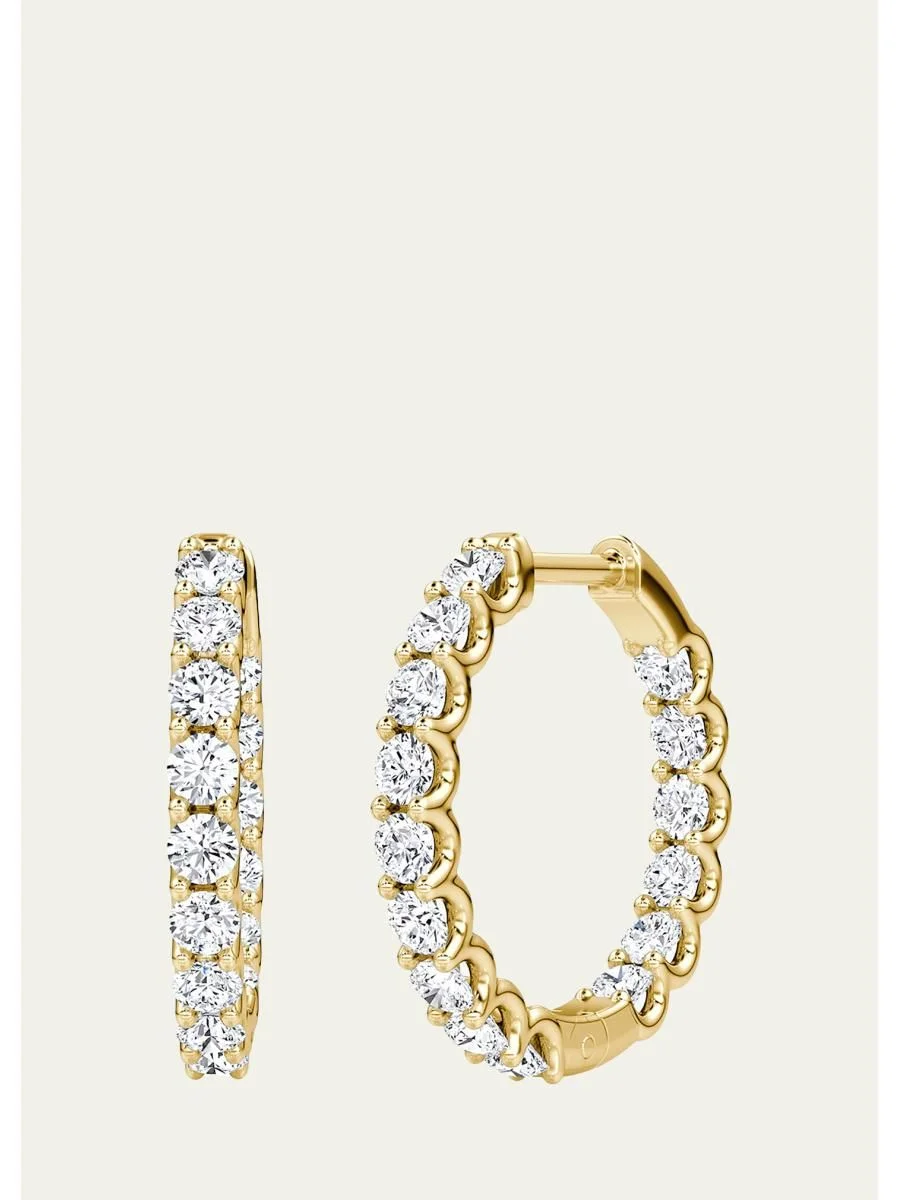 14K Yellow Gold Lab-Grown Diamond Eternity Hoop Earrings - 1