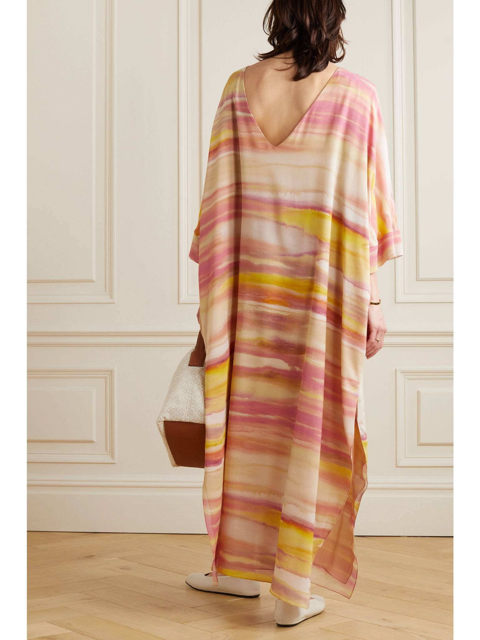 Cillia striped silk-chiffon maxi dress Yellow - 3