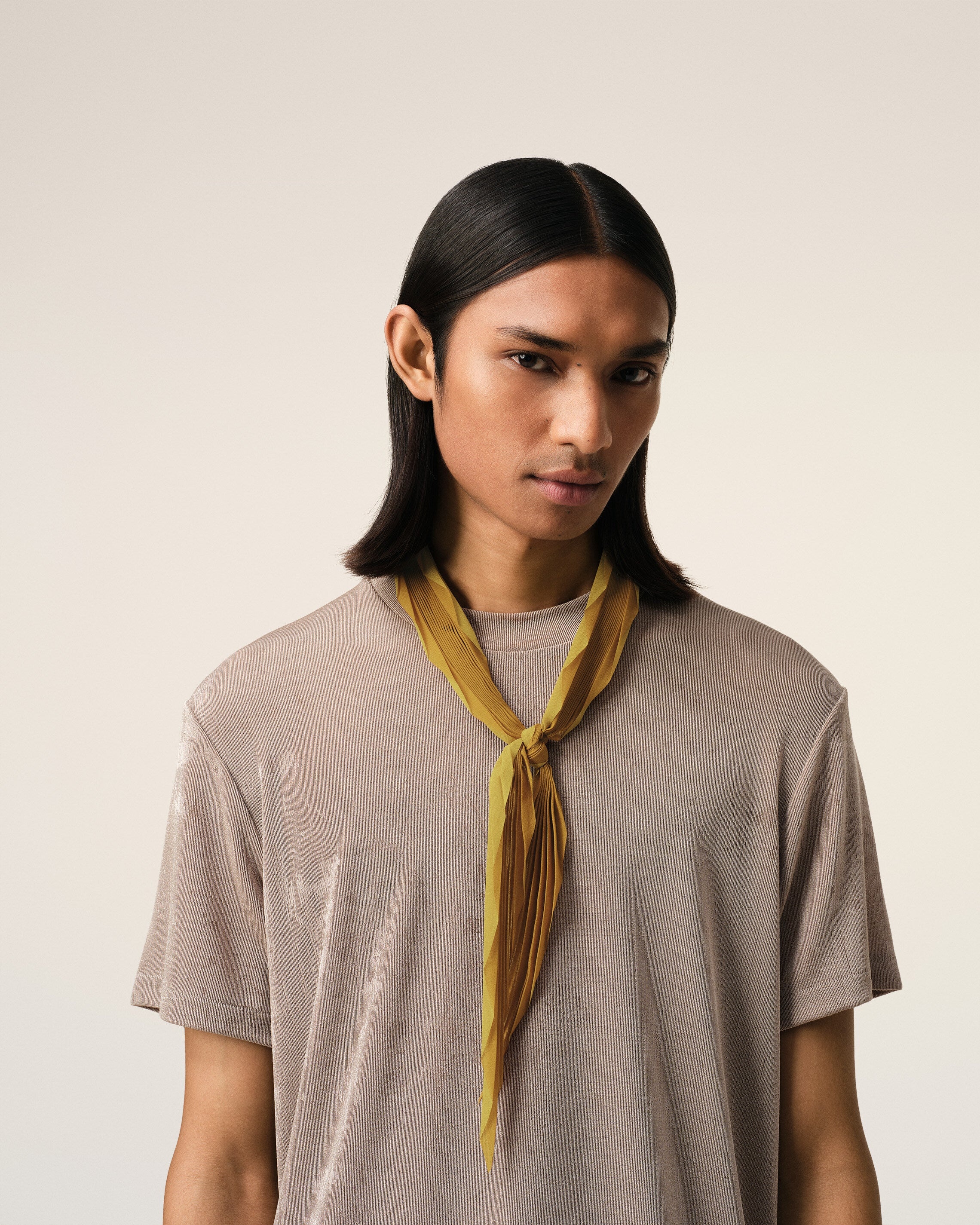 MUSTARD PLEATED DIAMOND SHAPED SCARF - 2