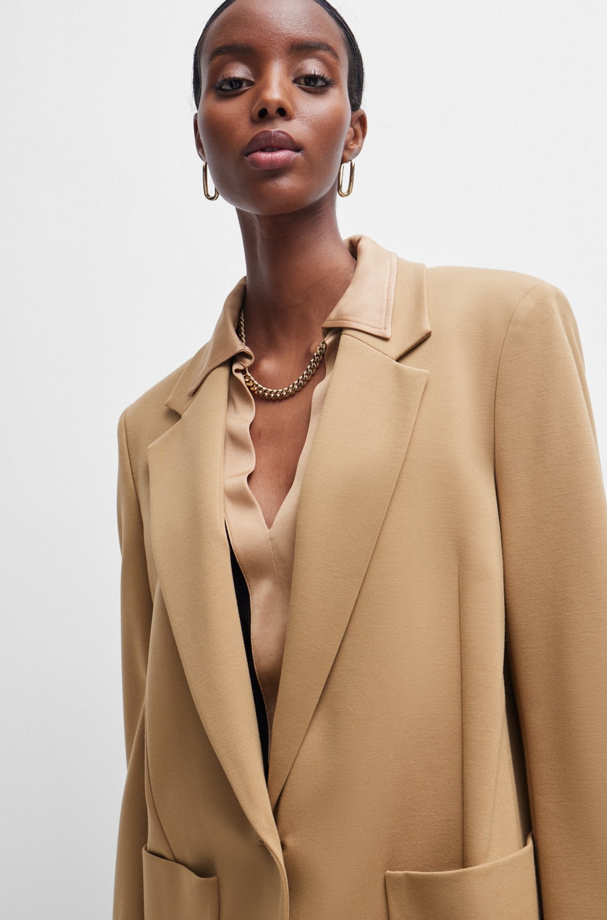 RELAXED-FIT JACKET IN STRETCH JERSEY WITH HALF LINING - 5