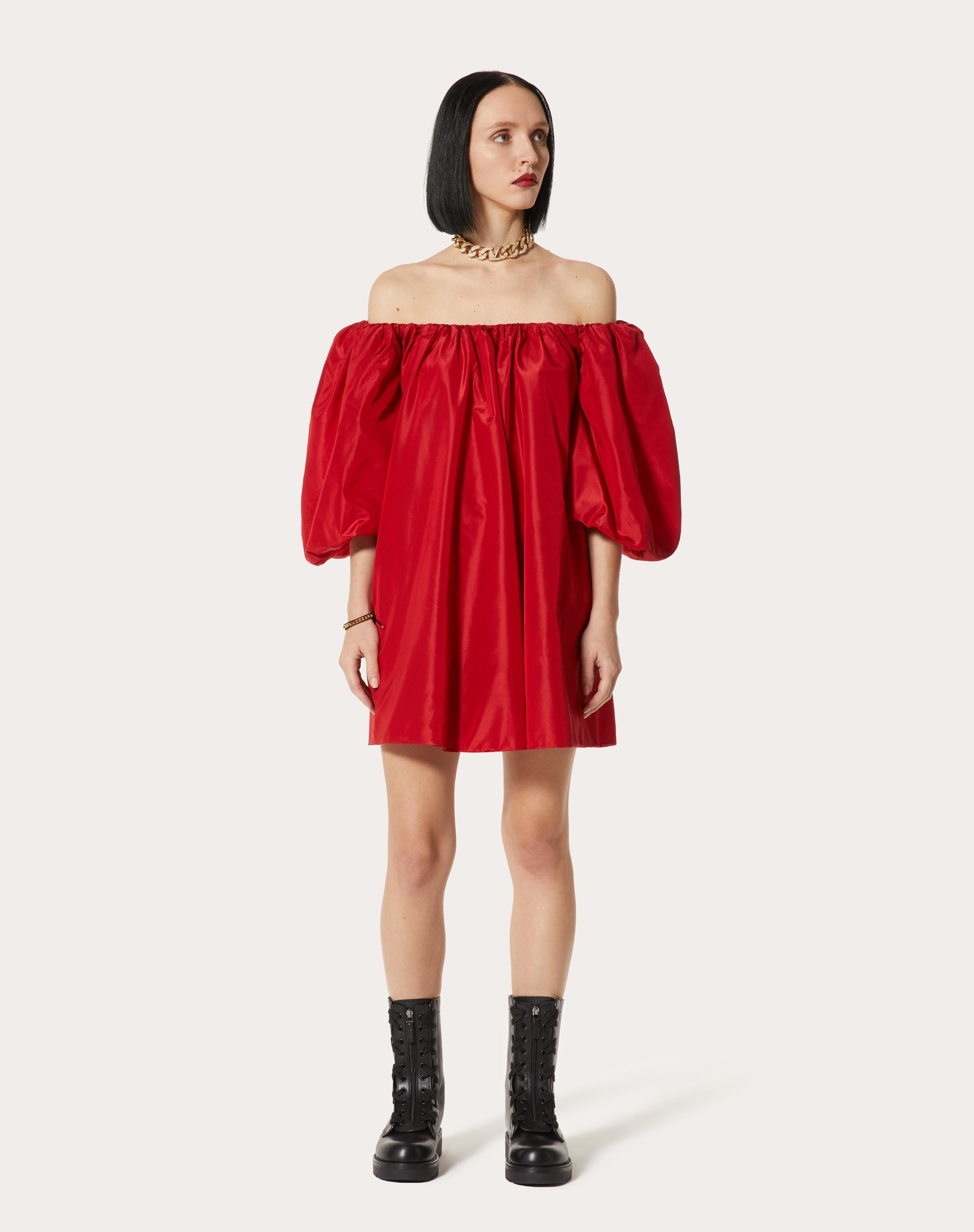 SHORT WASHED TAFFETA DRESS - 3