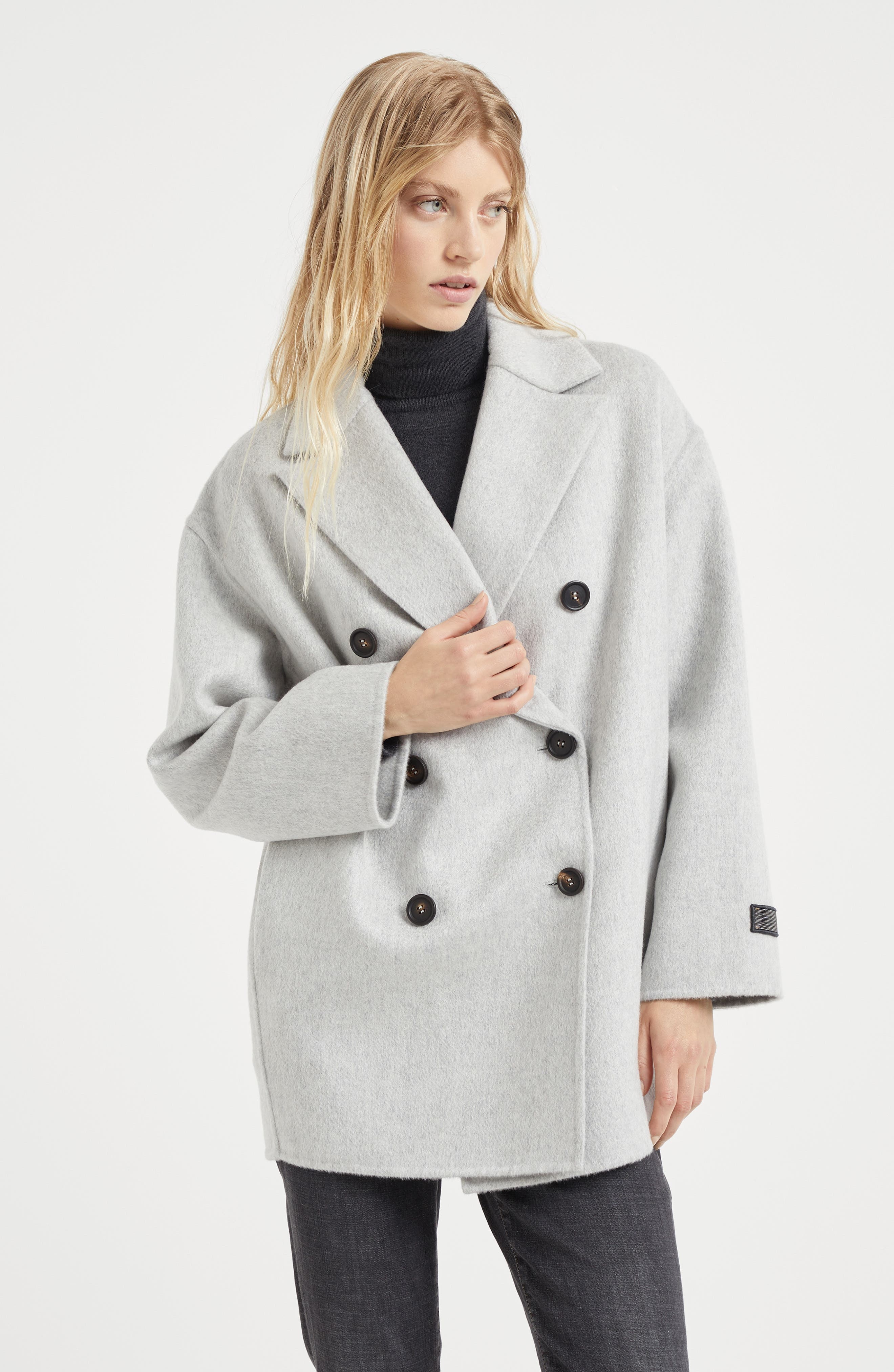 Brunello Cucinelli Hand-finished Caban jacket in Light Grey at Nordstrom - 2