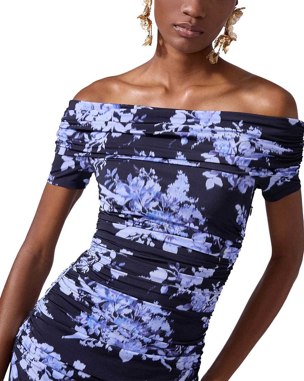 Off-the-Shoulder Gathered Midi Dress - 3