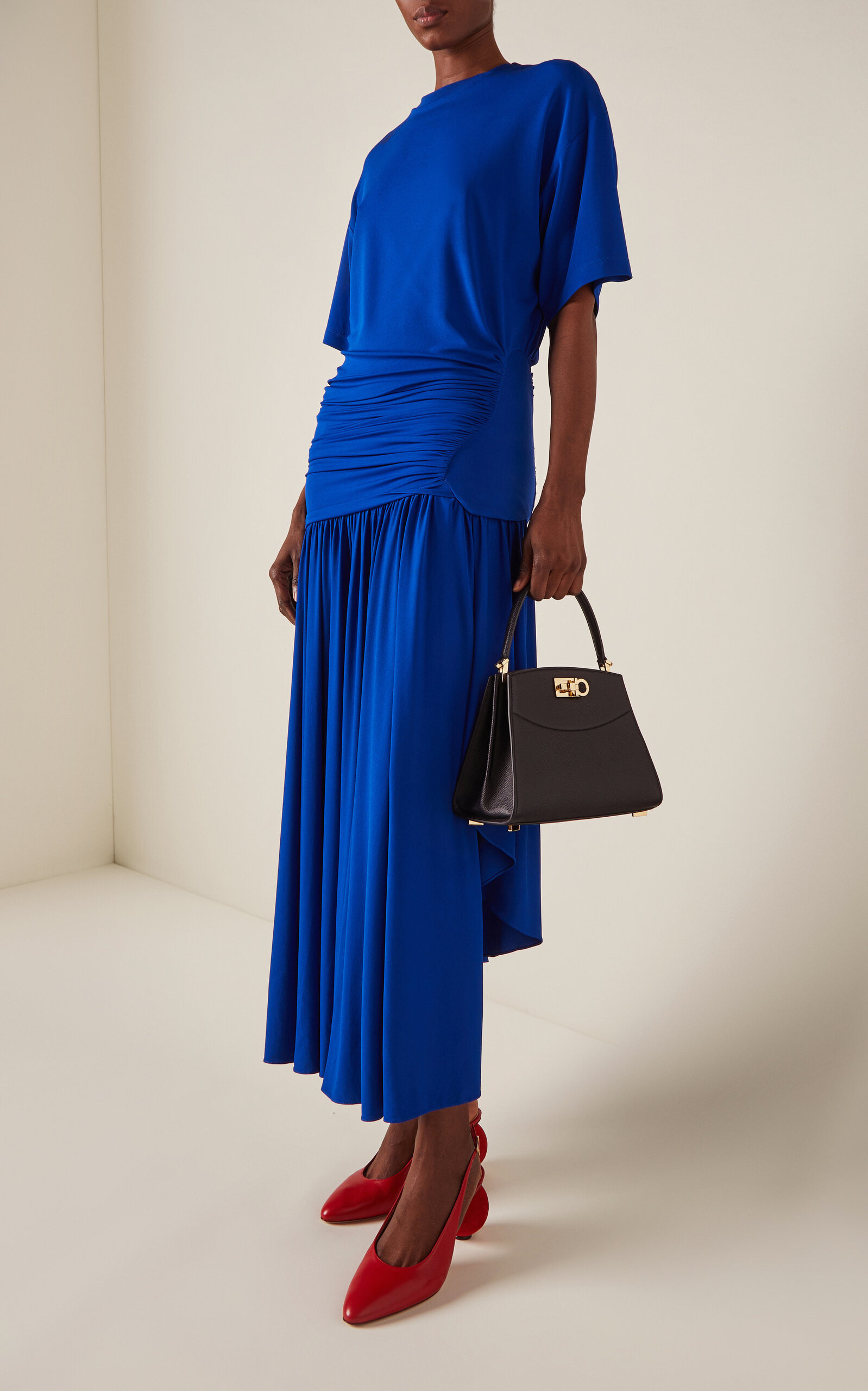 Asymmetric Jersey Midi Dress blue - 2