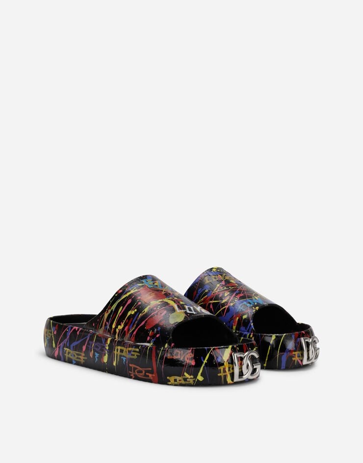 Beachwear sliders with color splash print - 2