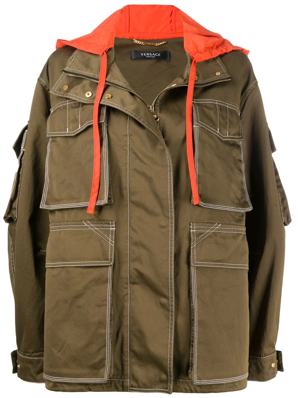 cargo-pocket oversized jacket - 1