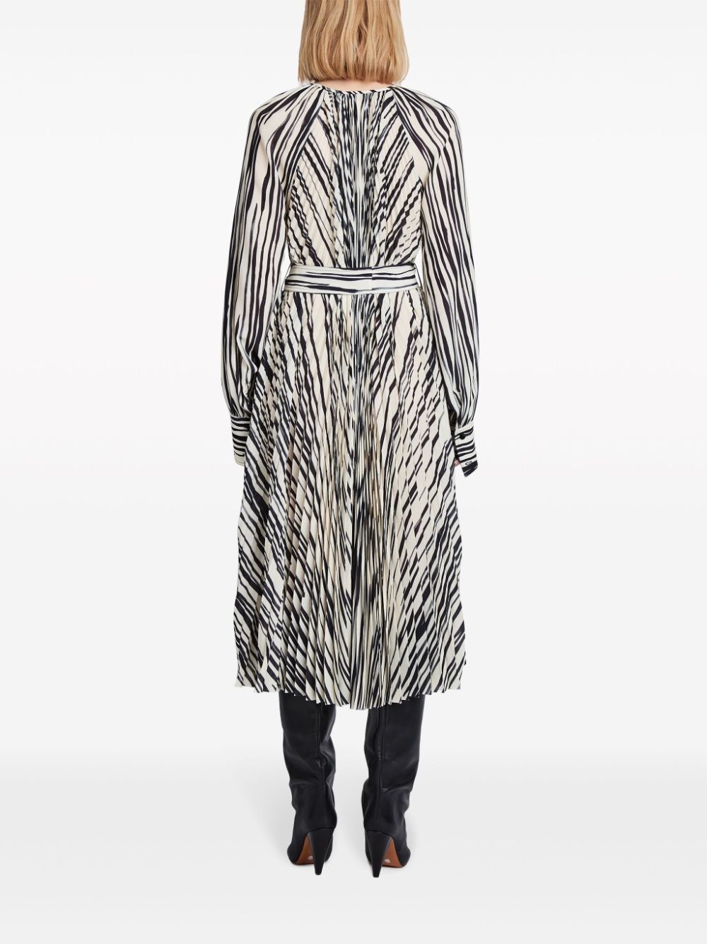 Carol stripe-print pleated dress - 4