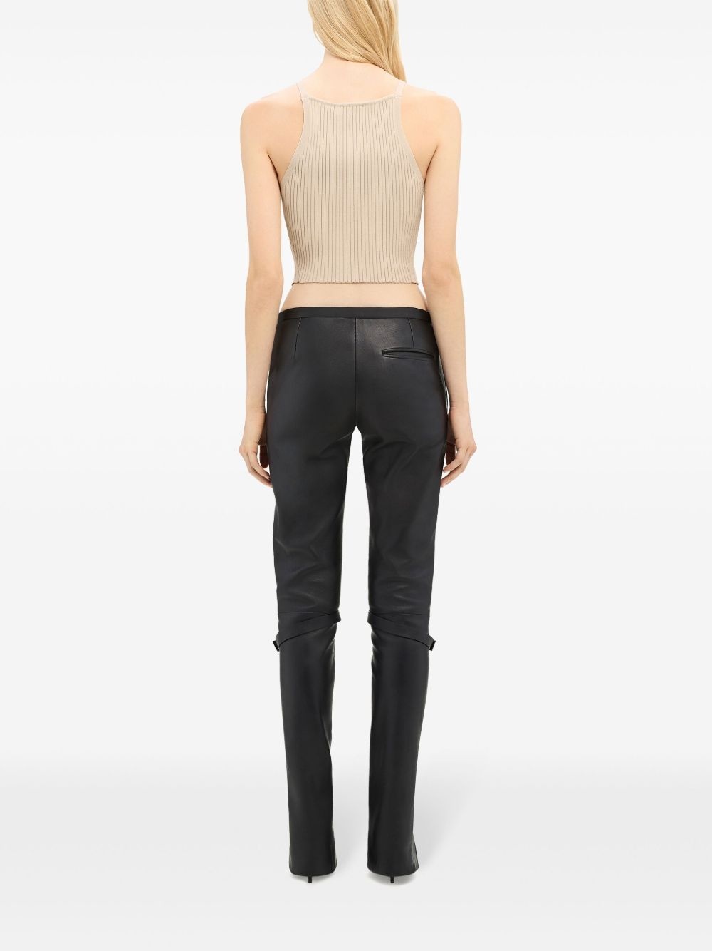 logo-embroidered ribbed top - 4