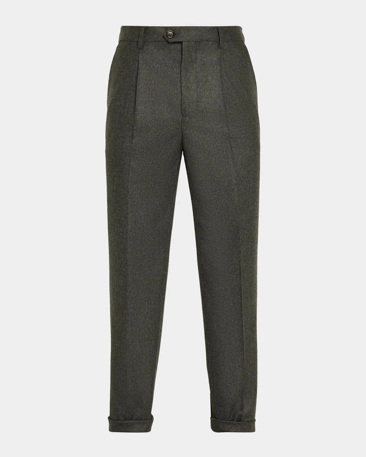 Men's Carded Flannel Pleated Trousers - 1