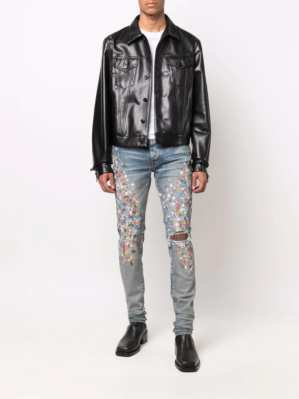 paint-splattered skinny jeans - 2