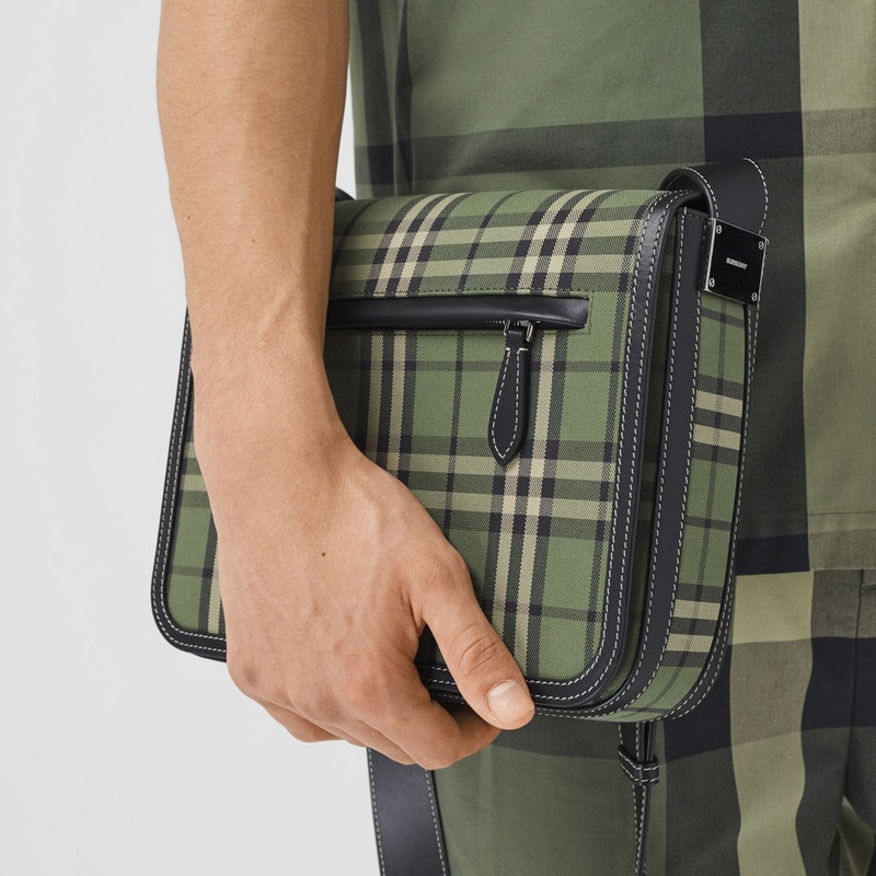 Small Check Cotton Messenger Bag 10