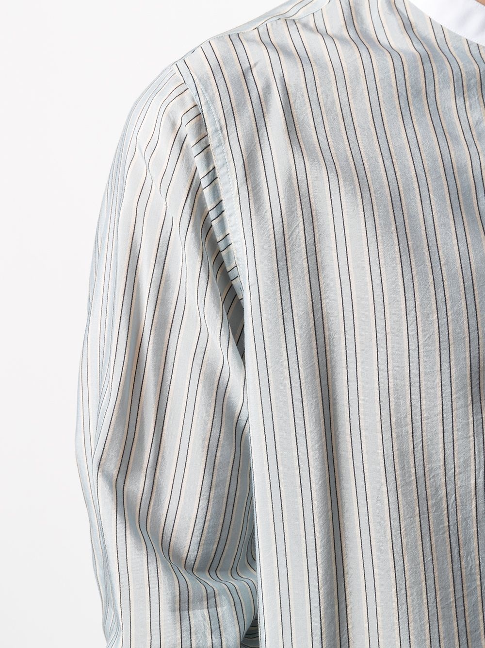 band-collar striped shirt - 5