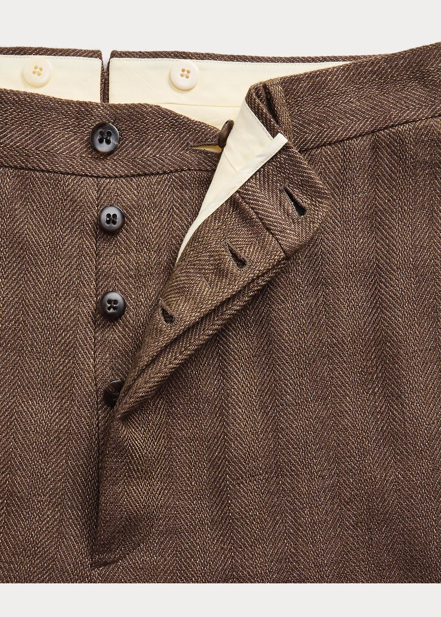 Slim Fit Linen Herringbone Suit Trouser - 6
