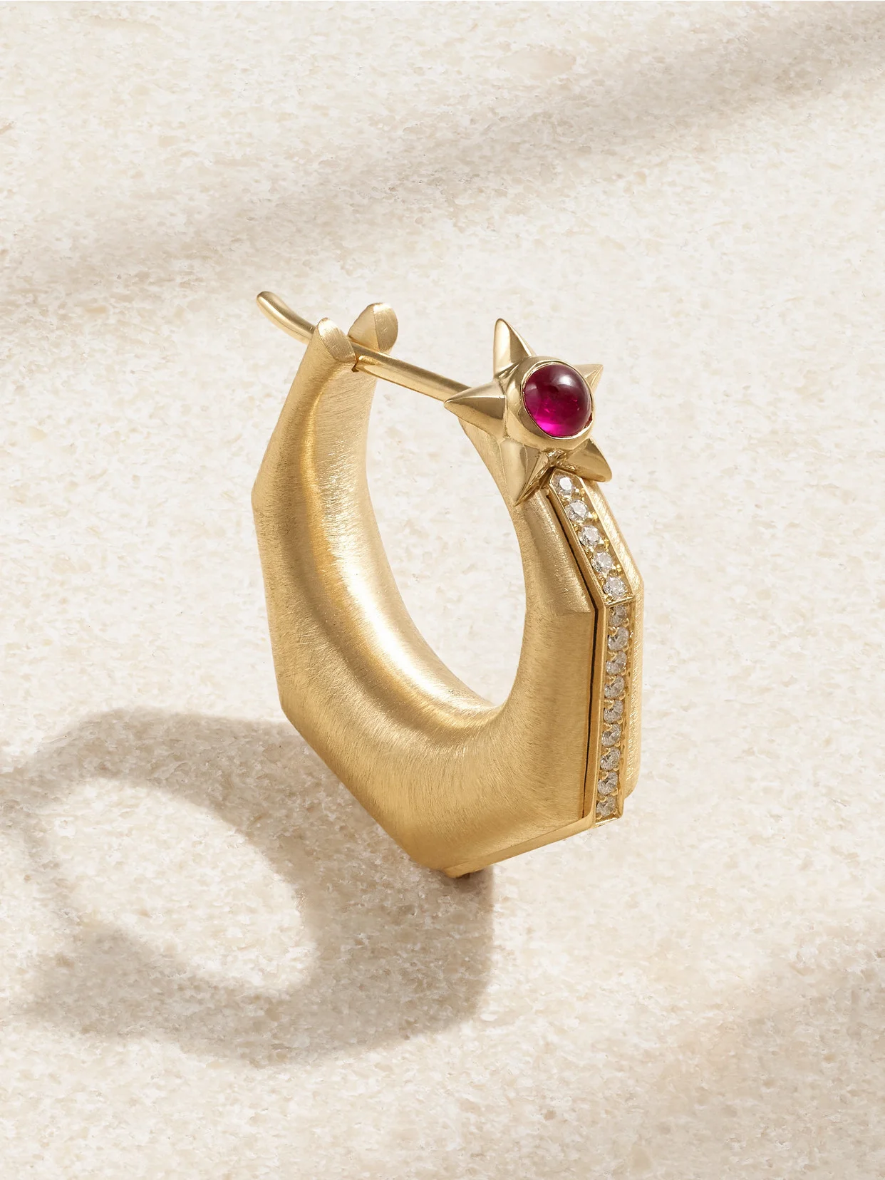 Baba 18-karat Gold, Ruby And Diamond Single Hoop Earring - 1