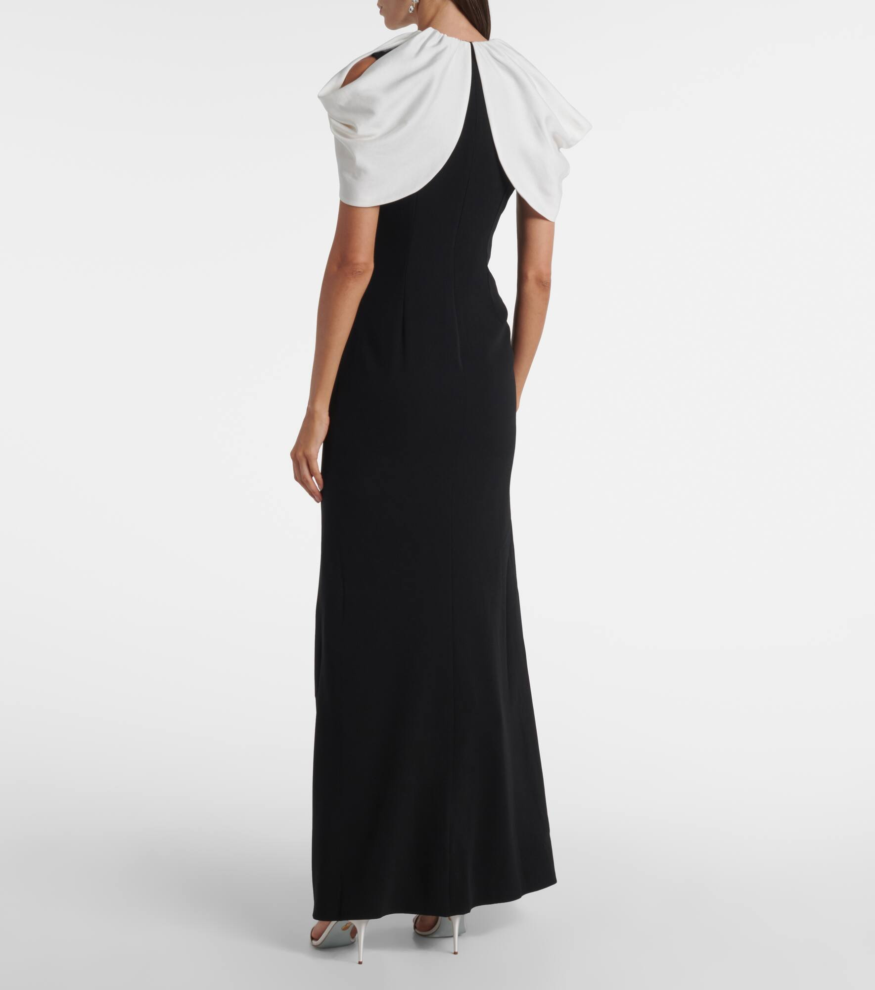 Embellished caped satin crêpe gown - 3