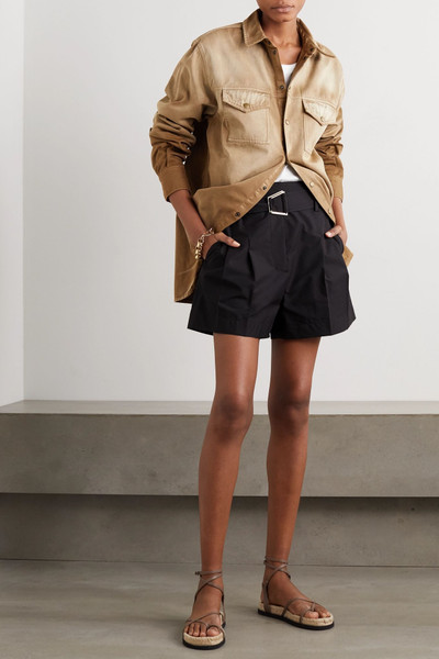 3.1 Phillip Lim Belted pleated cotton-blend shorts outlook