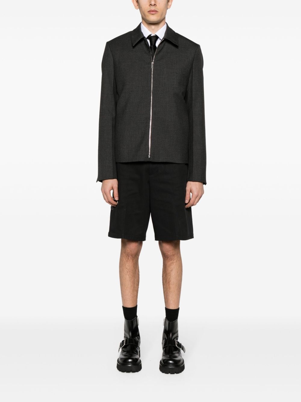 straight-collar wool bomber jacket - 2