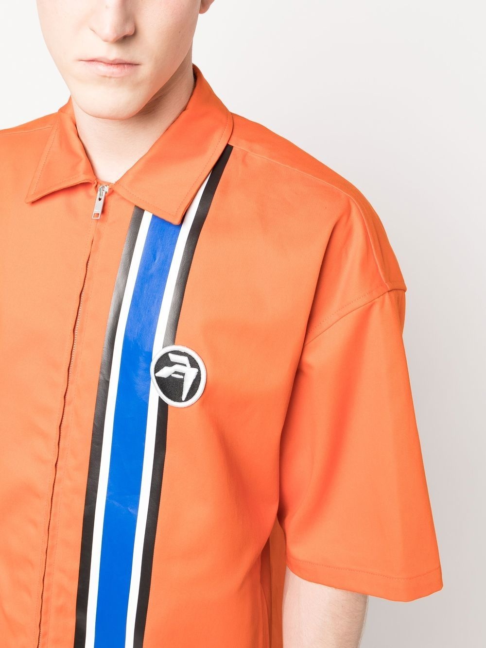 striped zipped short-sleeve shirt - 6