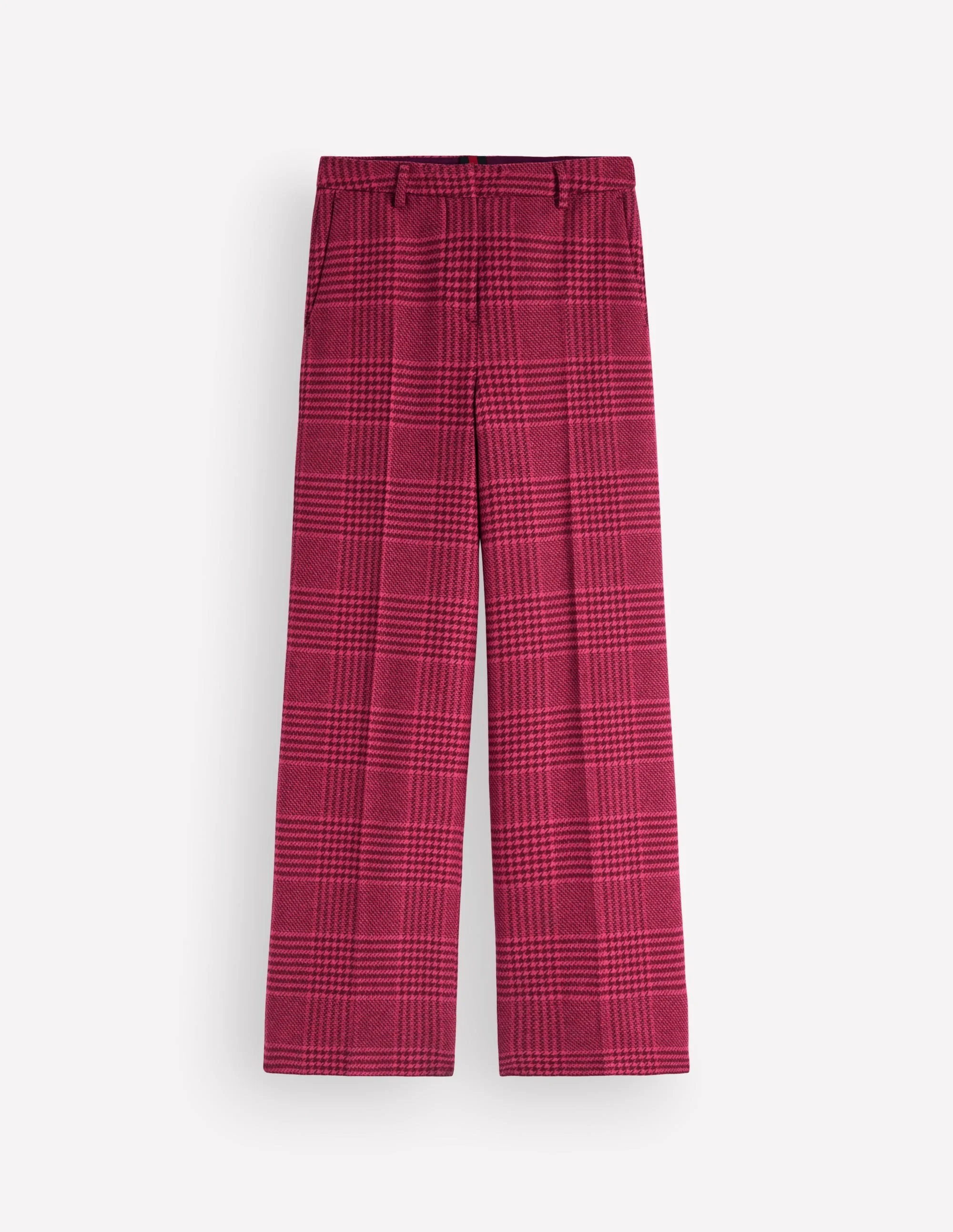 Belgravia Wool Blend Pants-Pink and Maroon Check - 1