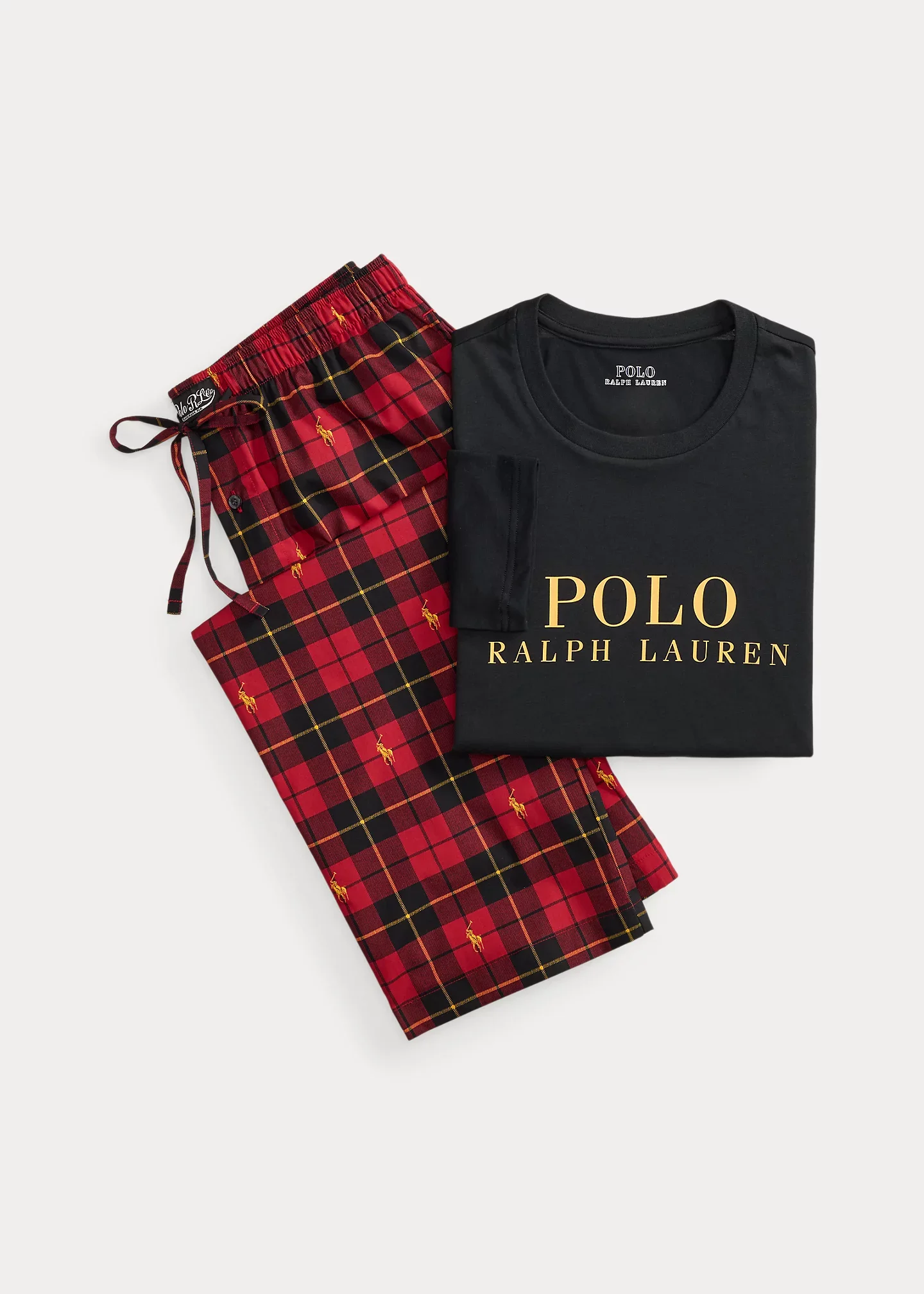 Logo & Plaid Cotton Sleep Set - 1