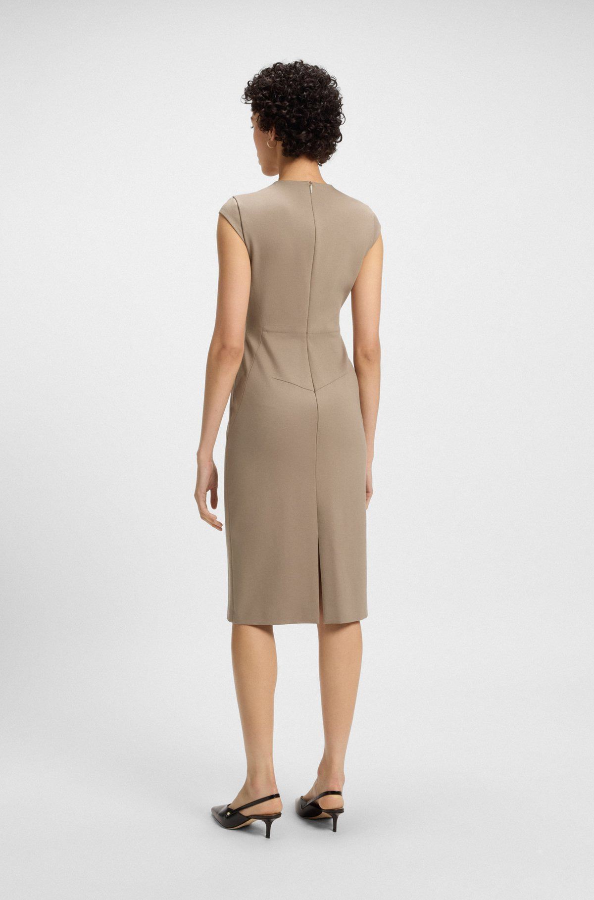 CAP-SLEEVE DRESS IN STRETCH FABRIC - 3