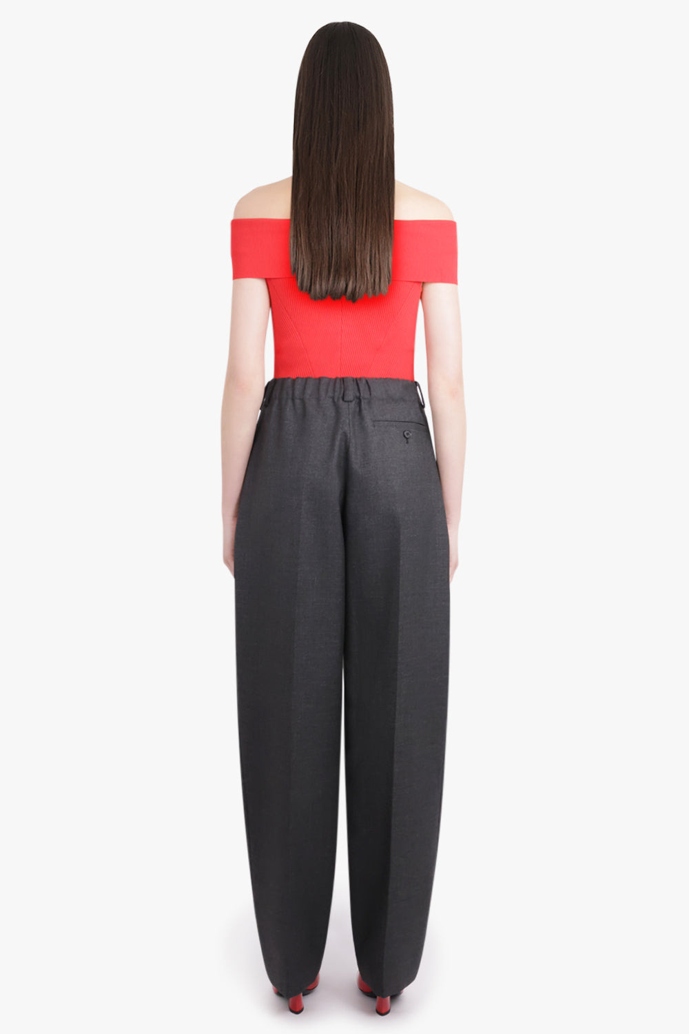 DOUBLE PLEAT WIDE LEG PANT | GREY MELANGE - 6