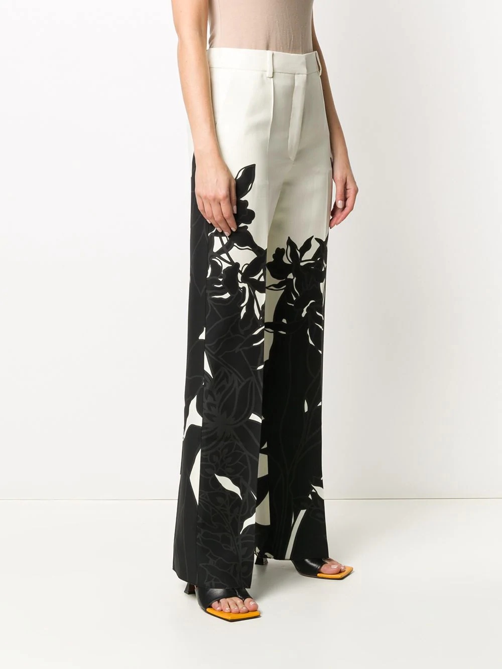 floral-print high-waisted trousers - 3