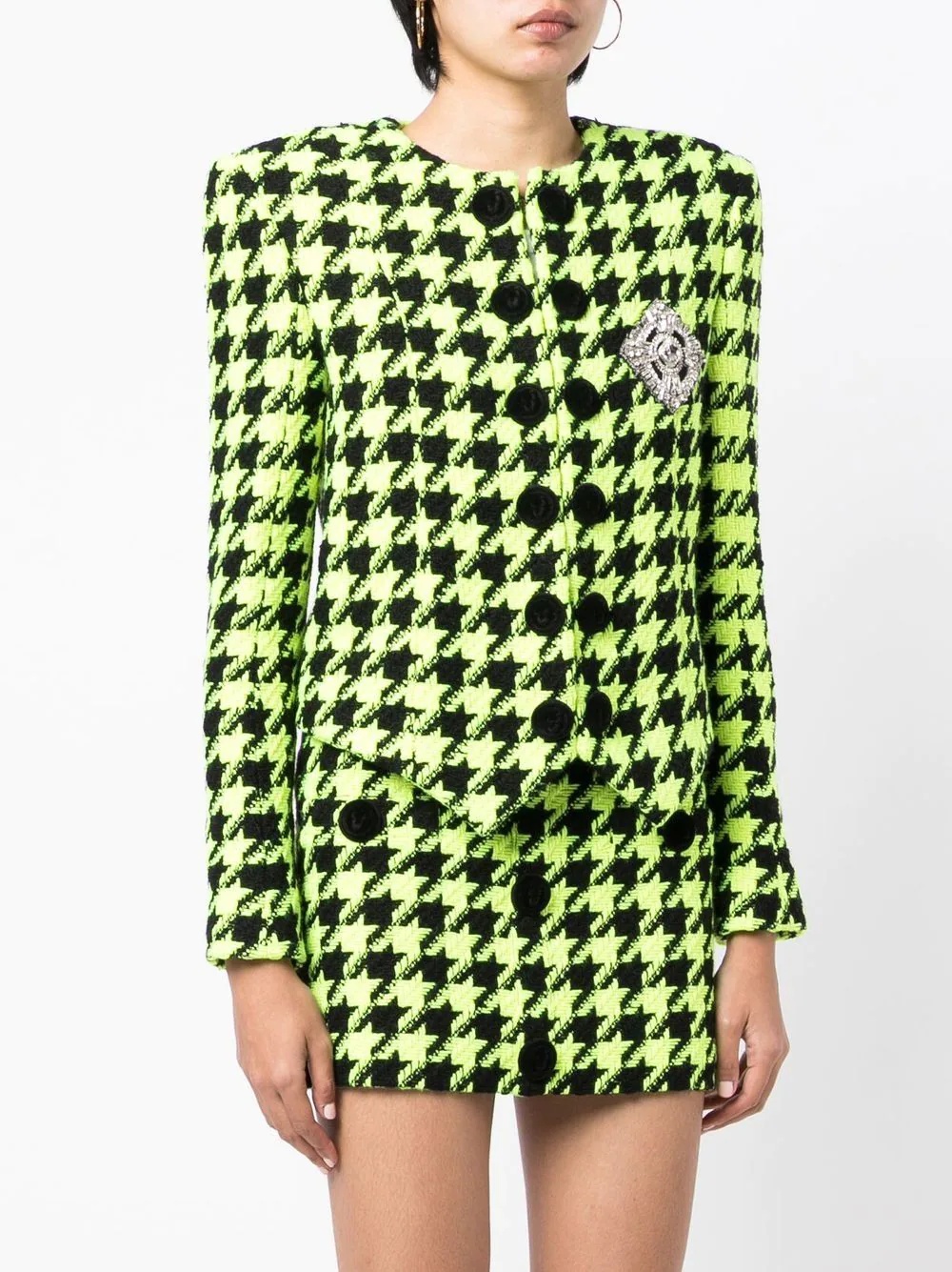 houndstooth-pattern embellished tweed jacket - 3