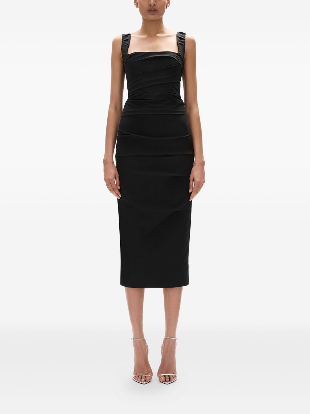 square-neck draped midi dress - 2