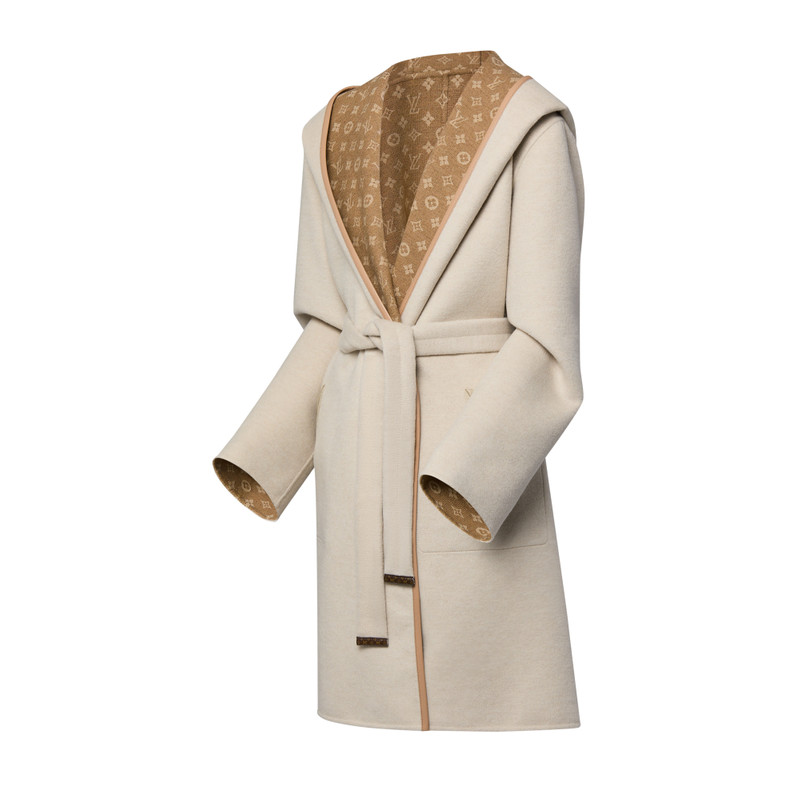 Reversible Signature Hooded Wrap Coat 2